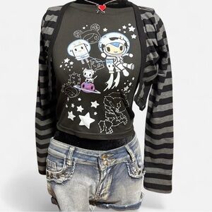 Tokidoki astronaut crop top shirt